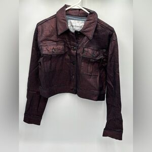 Juicy Couture Metallic Plum Cropped Denim Jacket Women's‎ Medium Button